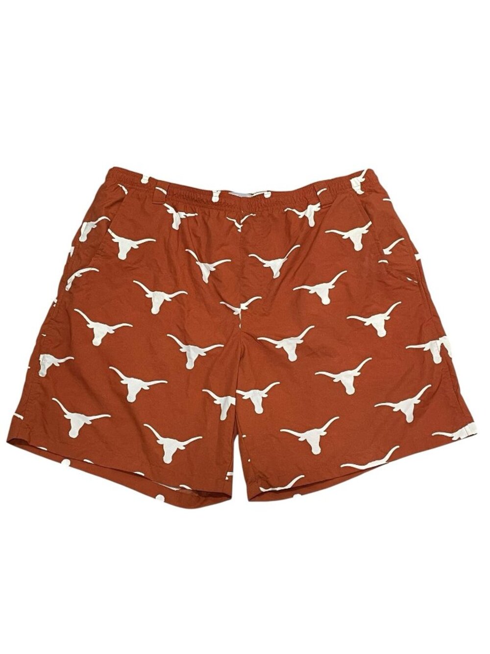 Columbia PFG Shorts Mens XL Orange Texas Longhorns AOP Fishing Swim Mesh Lined